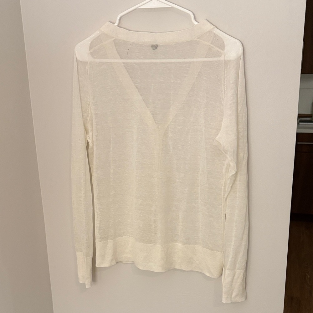 Margaret O'Leary Linen Cream Women's Cardigan - Picture 5 of 5